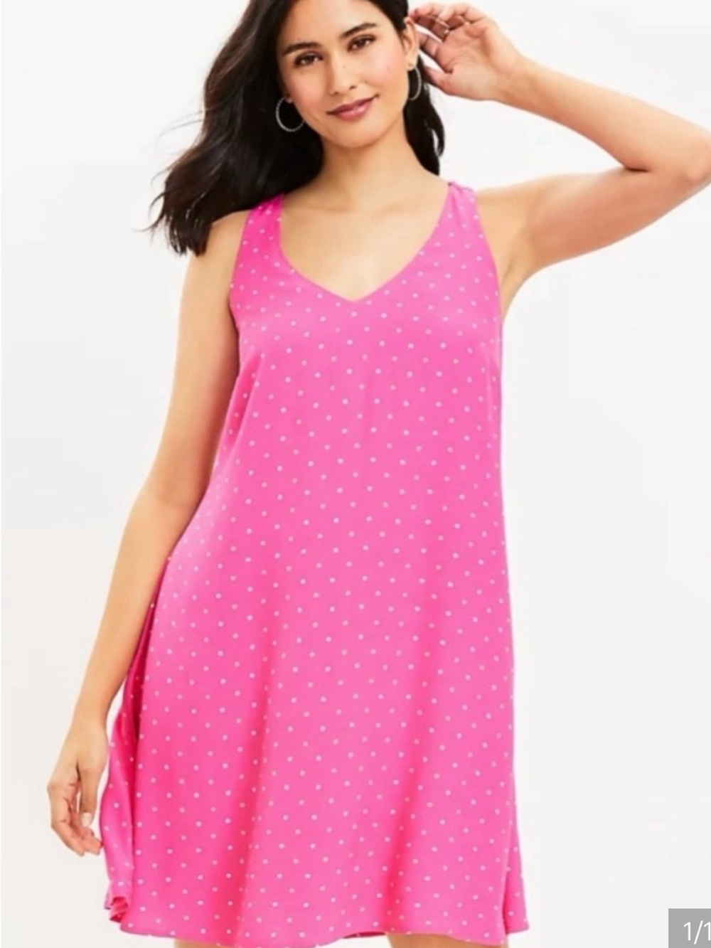 LOFT Hot Pink Polka Dot Sleeveless Slip Dress